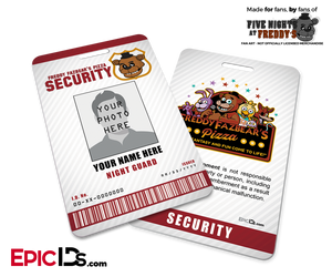 Night Guard Freddy Fazbear's Pizza FNAF ID Badge (Tall) [Photo Personalized] - Epic IDs