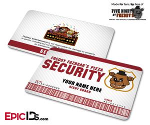 Night Guard Freddy Fazbear's Pizza FNAF ID Badge (Wide) [Personalized] - Epic IDs