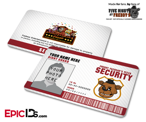 Night Guard Freddy Fazbear's Pizza FNAF ID Badge (Wide) [Photo Personalized] - Epic IDs