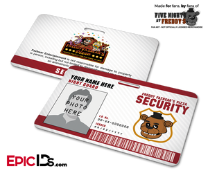 Night Guard Freddy Fazbear's Pizza FNAF ID Badge (Wide) [Photo Personalized] - Epic IDs