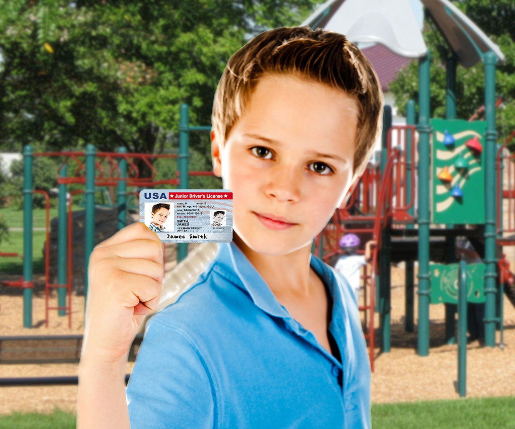 Novelty Junior Driver&#39;s License, Class: K - For Kids [Photo Personalized] - Epic IDs