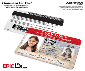 Novelty Junior Driver's License, Class: K - For Kids [Photo Personalized] - Epic IDs
