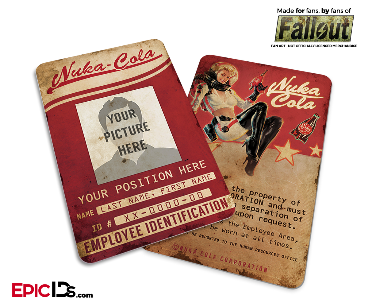 Nuka-Cola Corporation &#39;Fallout&#39; Cosplay Employee ID Badge [Photo Personalized] - Epic IDs