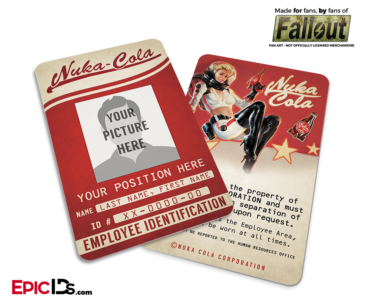 Nuka-Cola Corporation &#39;Fallout&#39; Cosplay Employee ID Badge [Photo Personalized] - Epic IDs