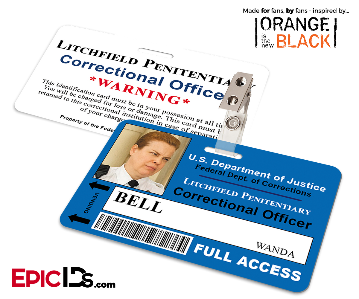 Orange is the New Black Inspired Litchfield Penitentiary Staff Wearable ID Badge - Bell, Wanda - Epic IDs
