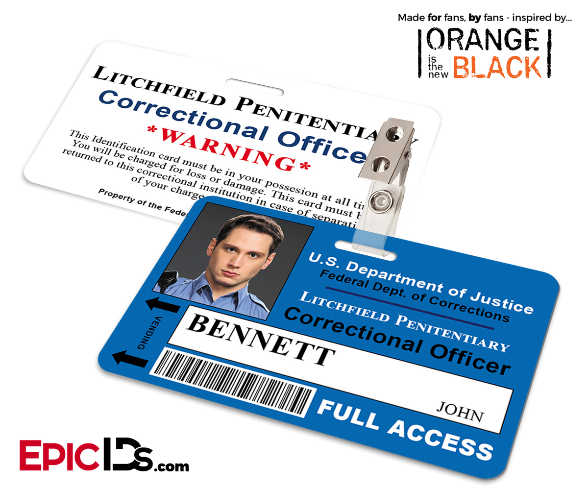 Orange is the New Black Inspired Litchfield Penitentiary Staff Wearable ID Badge - Bennett, John - Epic IDs