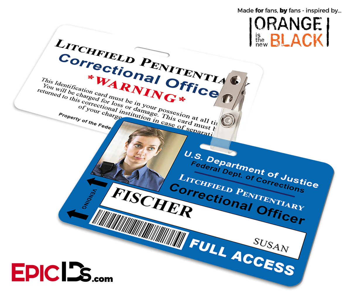 Orange is the New Black Inspired Litchfield Penitentiary Staff Wearable ID Badge - Fischer, Susan - Epic IDs