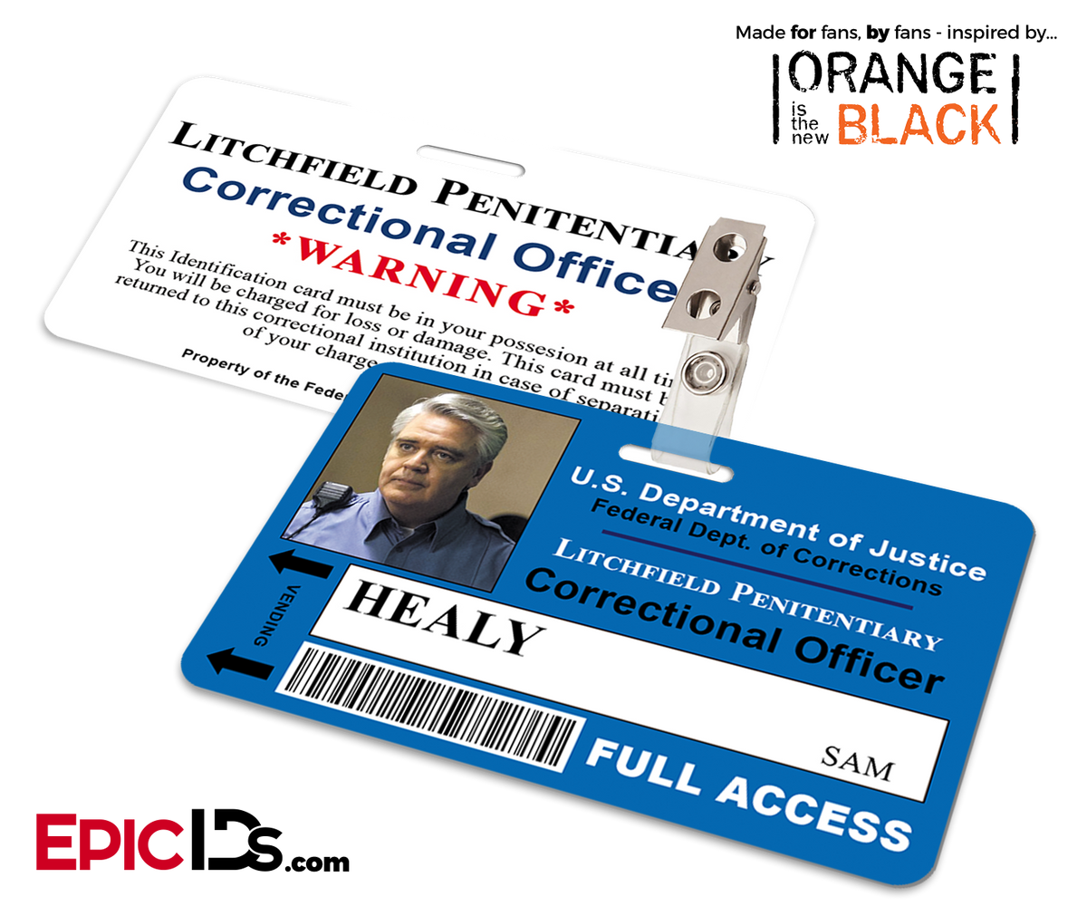 Orange is the New Black Inspired Litchfield Penitentiary Staff Wearable ID Badge - Healy, Sam - Epic IDs