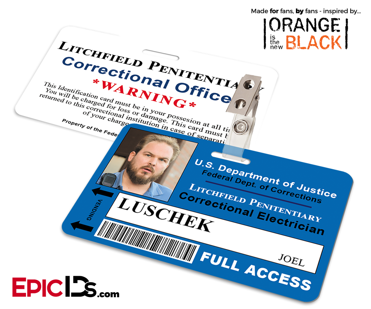 Orange is the New Black Inspired Litchfield Penitentiary Staff Wearable ID Badge - Luschek, Joel - Epic IDs