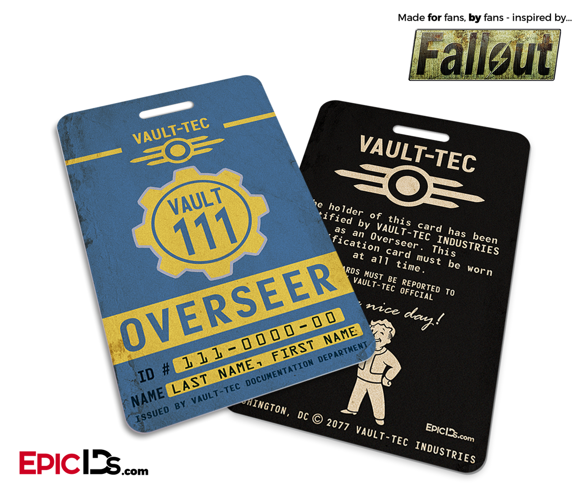 Overseer &#39;Fallout&#39; Cosplay Vault ID Badge [Personalized] - Epic IDs