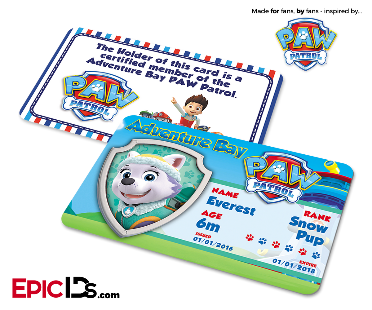 PAW Patrol Inspired Adventure Bay PAW Patrol ID Card - Everest - Epic IDs