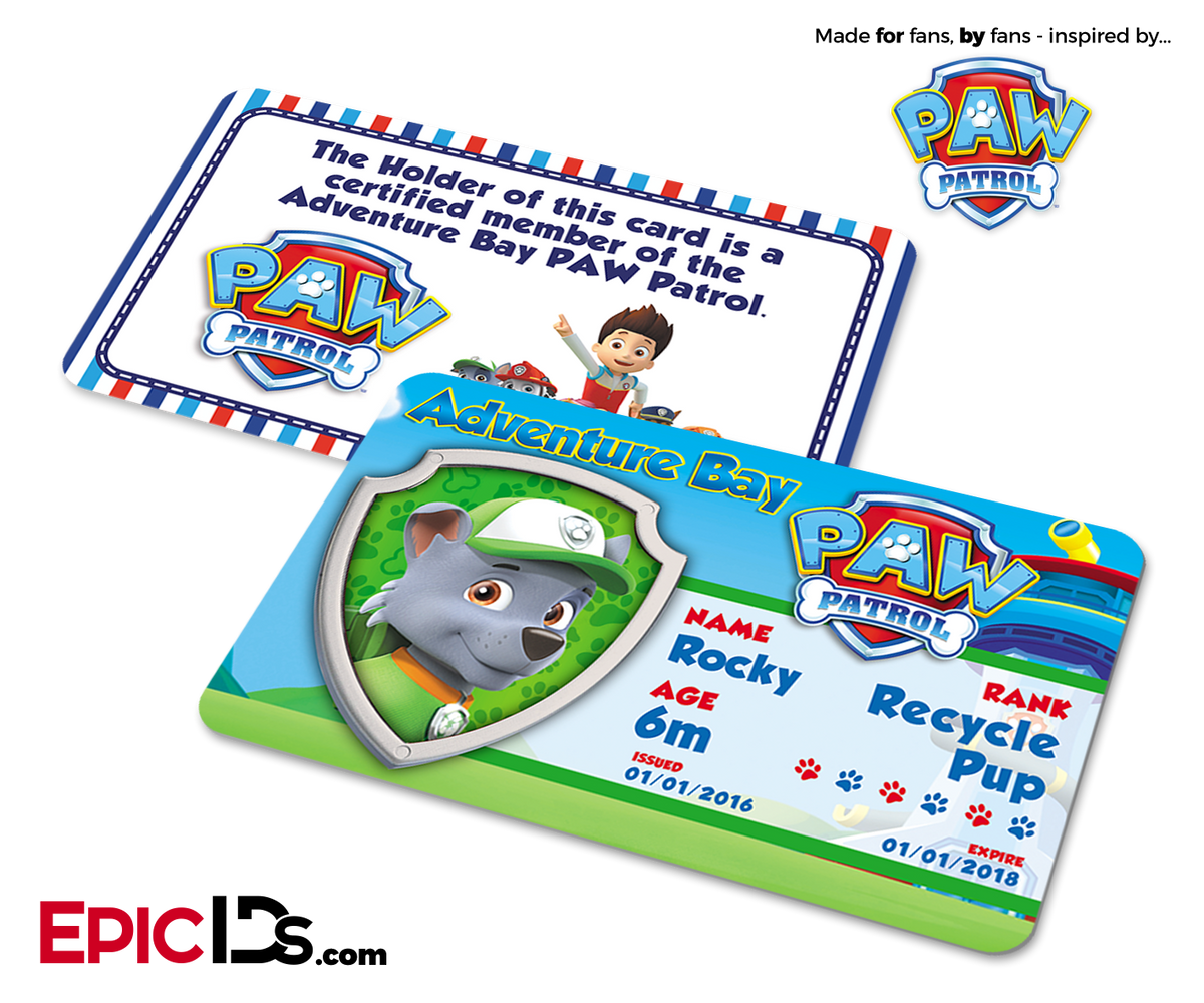 PAW Patrol Inspired Adventure Bay PAW Patrol ID Card - Rocky - Epic IDs