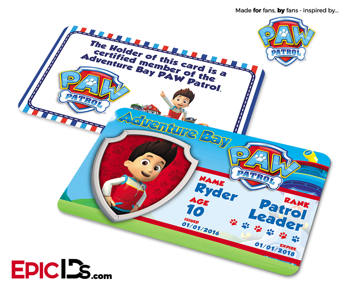PAW Patrol Inspired Adventure Bay PAW Patrol ID Card - Ryder - Epic IDs