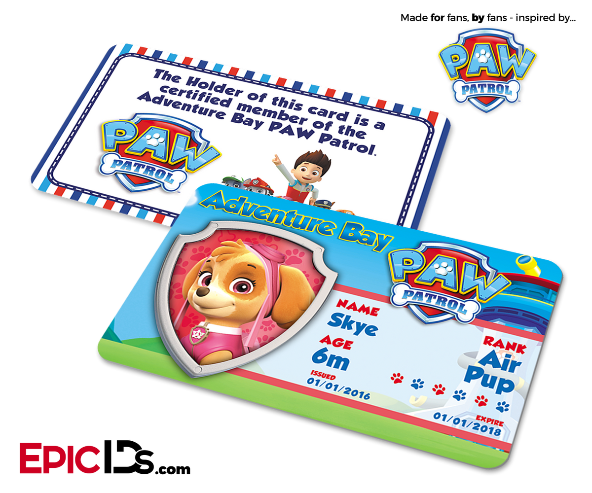 PAW Patrol Inspired Adventure Bay PAW Patrol ID Card - Skye - Epic IDs
