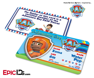 PAW Patrol Inspired Adventure Bay PAW Patrol ID Card - Zuma