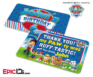 PAW Patrol Inspired Birthday Party 'Party Favor' Cards — Personalized