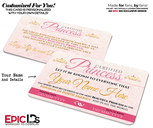 Whimsical Fairy Tale Storybook Certified Princess Royal ID Card — Personalized