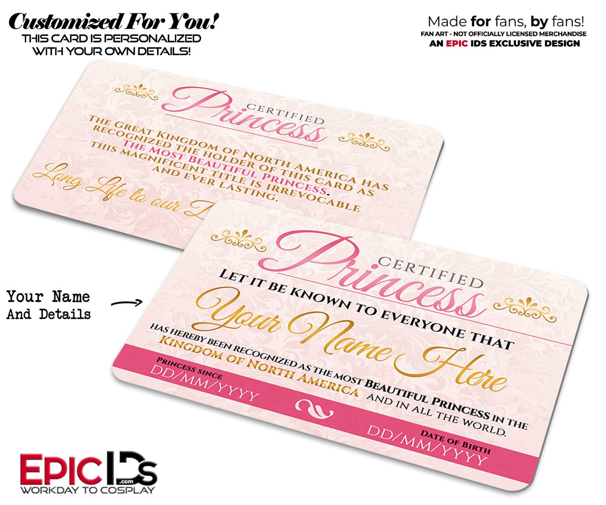 Whimsical Fairy Tale Storybook Certified Princess Royal ID Card — Personalized