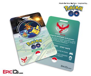 Pokemon GO Inspired Team Mystic, Valor or Instinct Trainer ID Card - Epic IDs