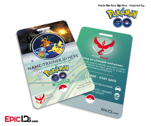 Pokemon GO Inspired Team Mystic, Valor or Instinct Trainer ID Card [Personalized] - Epic IDs