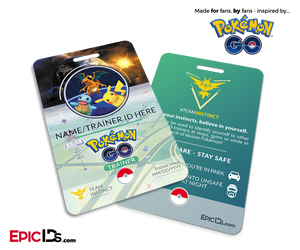 Pokemon GO Inspired Team Mystic, Valor or Instinct Trainer ID Card [Personalized] - Epic IDs