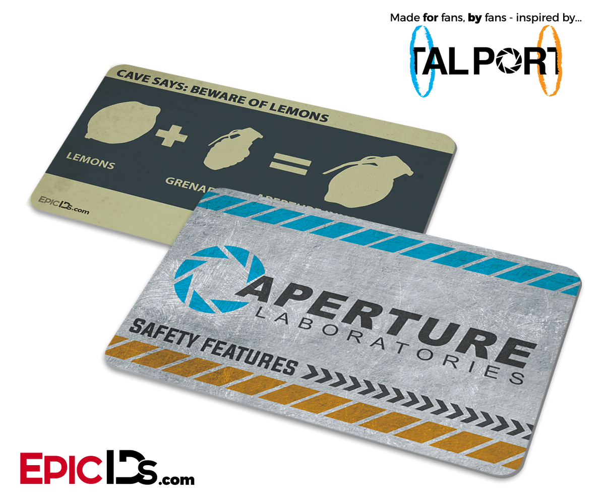 Portal Inspired Aperture Labs "Beware Of Lemons" Card - Epic IDs