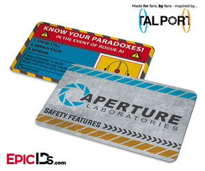 Portal Inspired Aperture Labs "Know Your Paradoxes" Card