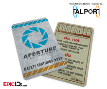 Portal Inspired Aperture Labs "Remember - Do Not - Do" Card