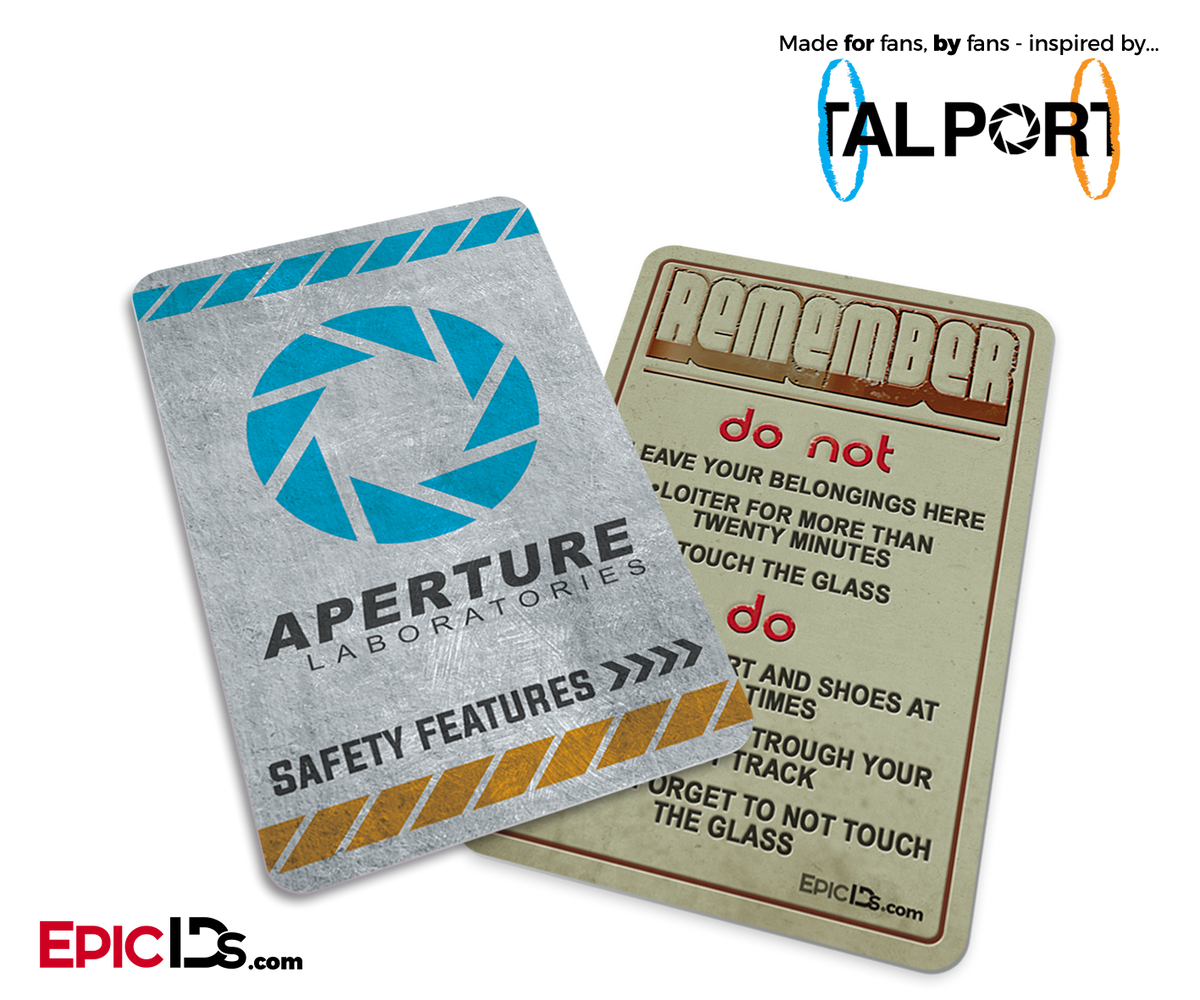 Portal Inspired Aperture Labs &quot;Remember - Do Not - Do&quot; Card - Epic IDs