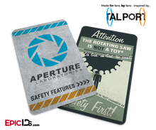 Portal Inspired Aperture Labs "Rotating Saw Is Not A Toy" Safety Card