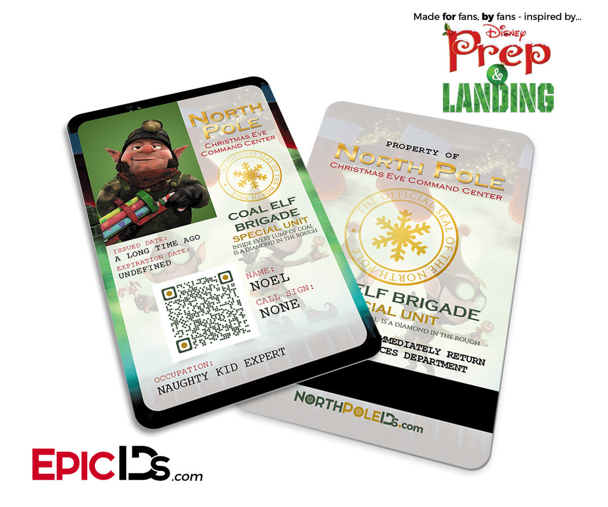 Prep and Landing Inspired &quot;Noel&quot; Coal Elf Brigade ID Badge - Epic IDs