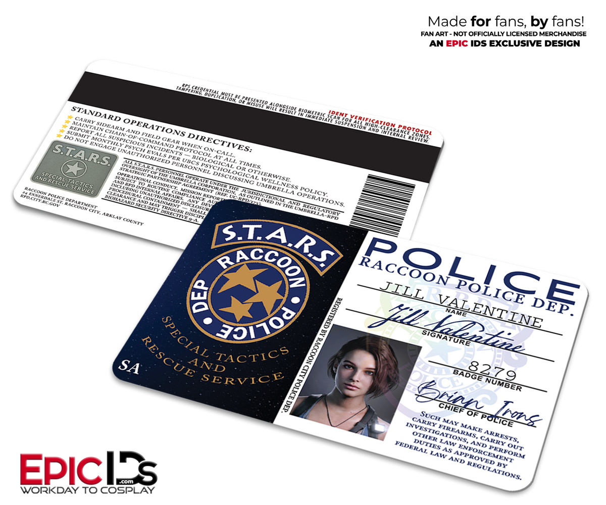 Jill Valentine S.T.A.R.S. ID Badge – Raccoon Police Department – Resident Evil