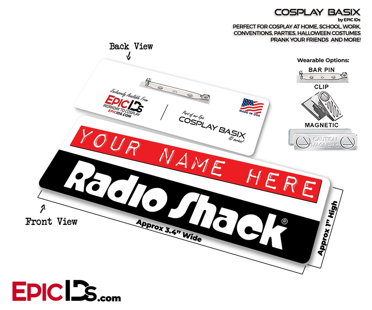 Retro Radio Shack Cosplay Name Badge (2-Pack) - Epic IDs