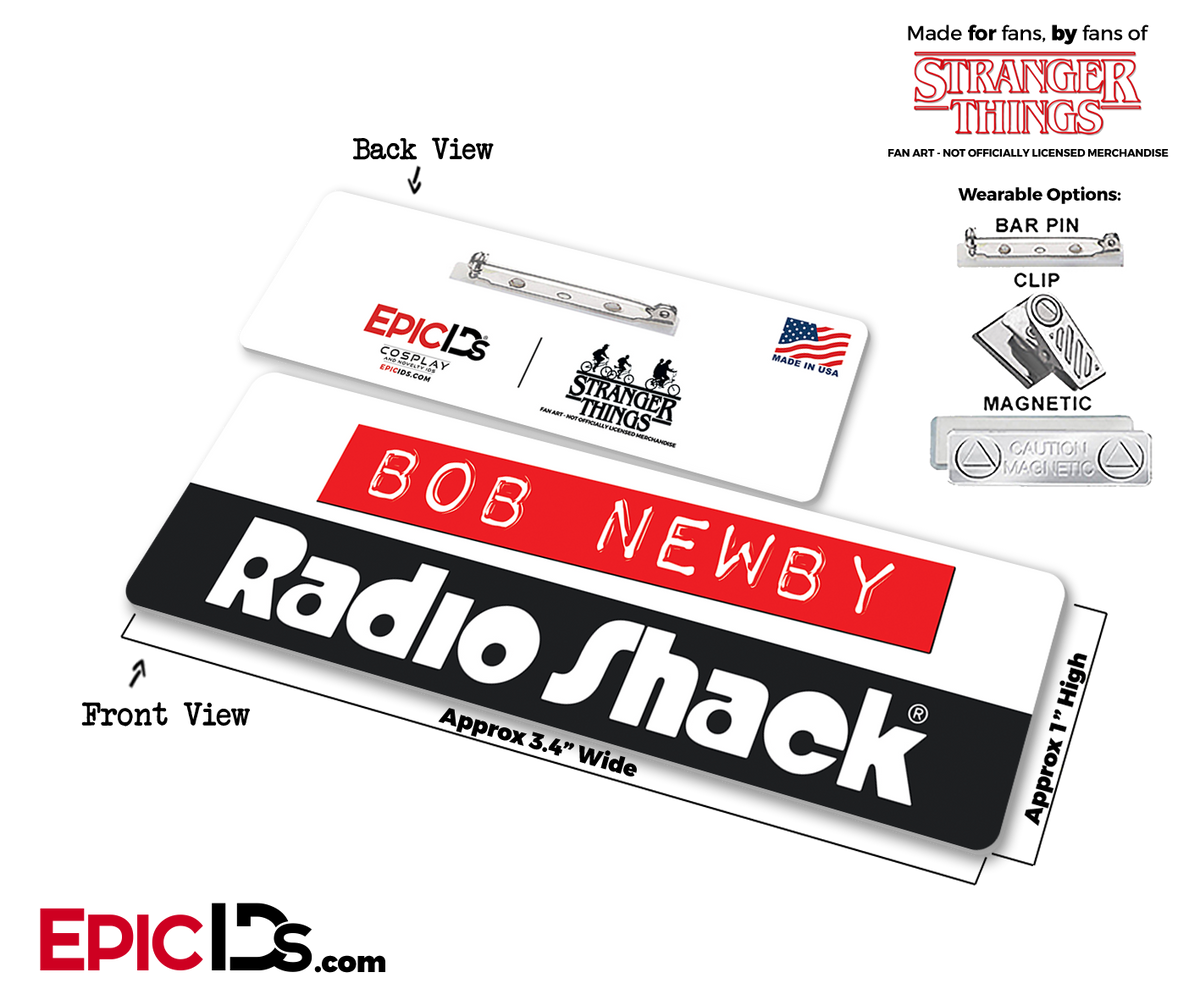 Retro Radio Shack &#39;Stranger Things&#39; Cosplay Name Badge - Bob Newby - Epic IDs