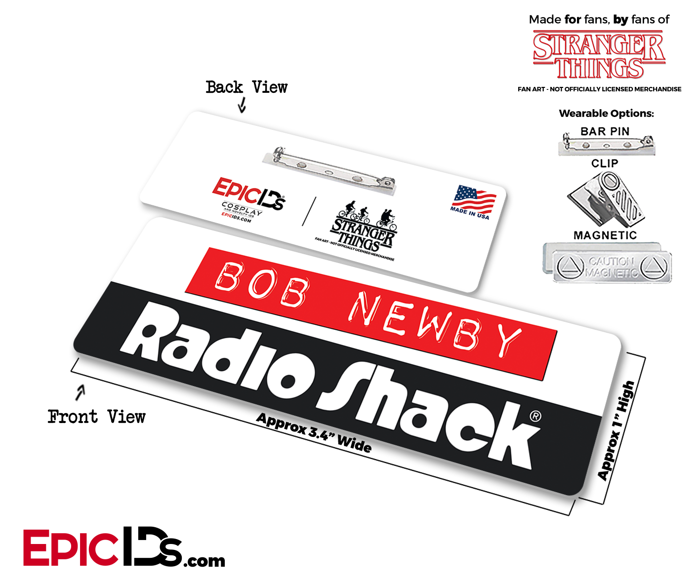 Retro Radio Shack 'Stranger Things' Cosplay Name Badge - Bob Newby - Epic IDs