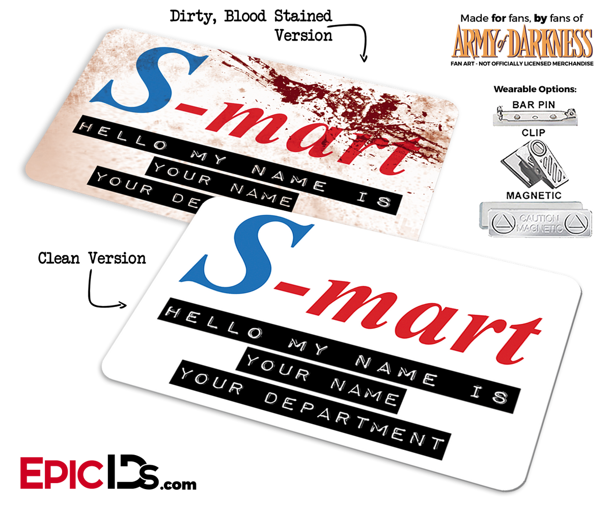 S-Mart &#39;Army of Darkness&#39; Cosplay Replica Name Badge [Personalized] - Epic IDs