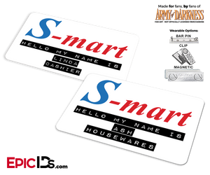 S-Mart Ash and Linda 'Army of Darkness' Couples Cosplay Replica Name Badge Set