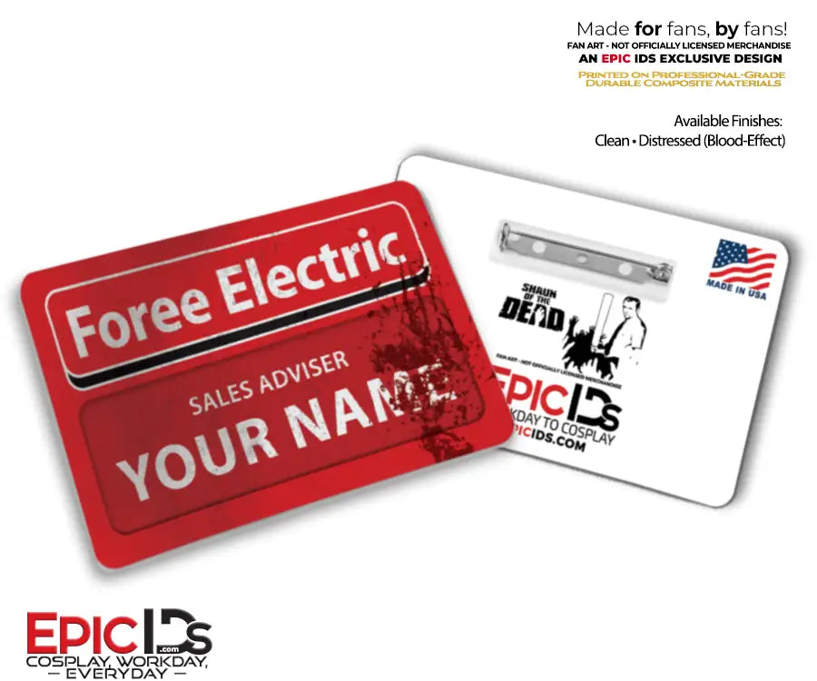 Shaun Distressed Foree Electric Name Badge – Shaun of the Dead — Personalized