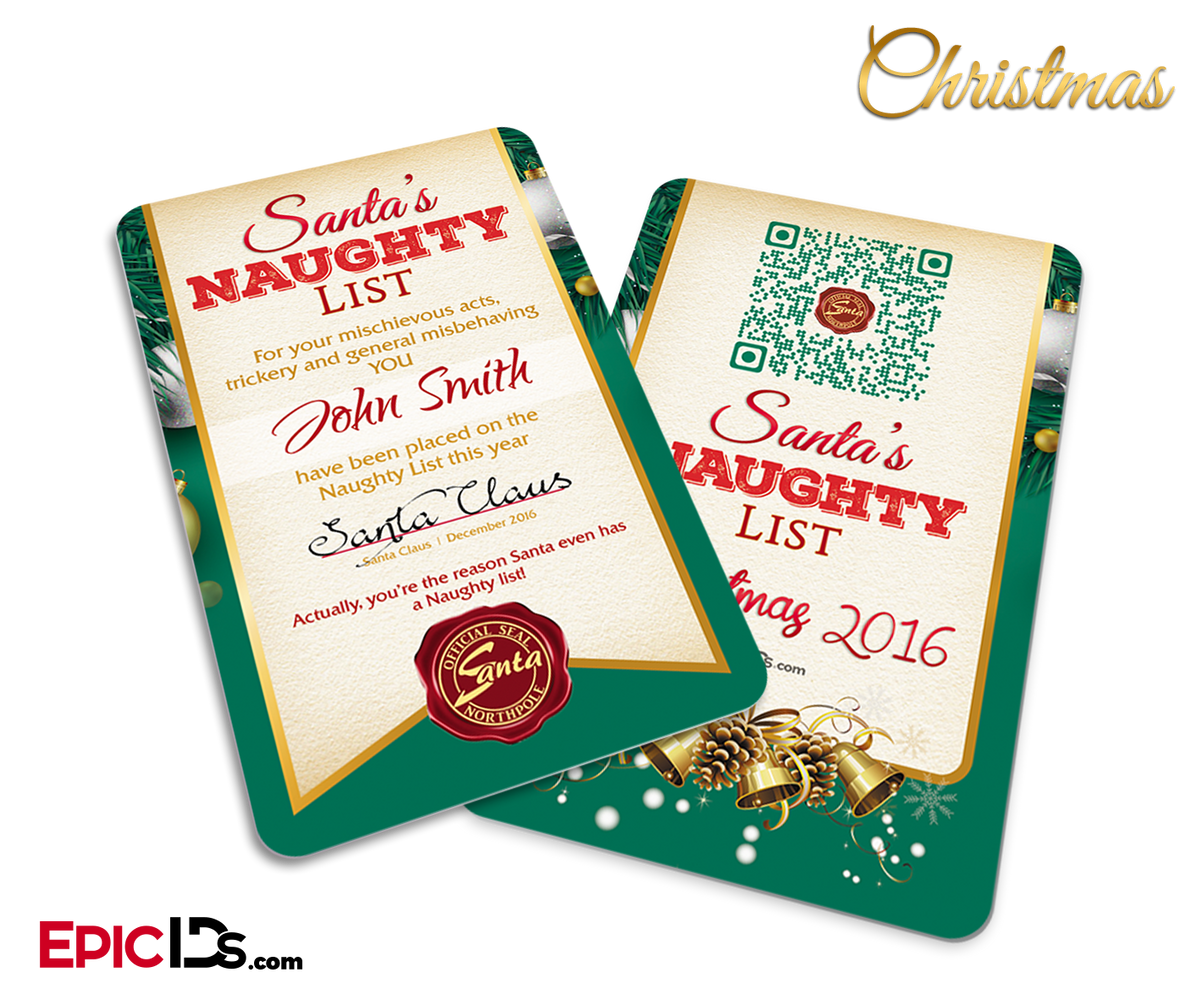 Santa&#39;s Naughty List Christmas Card [Personalized] - Epic IDs