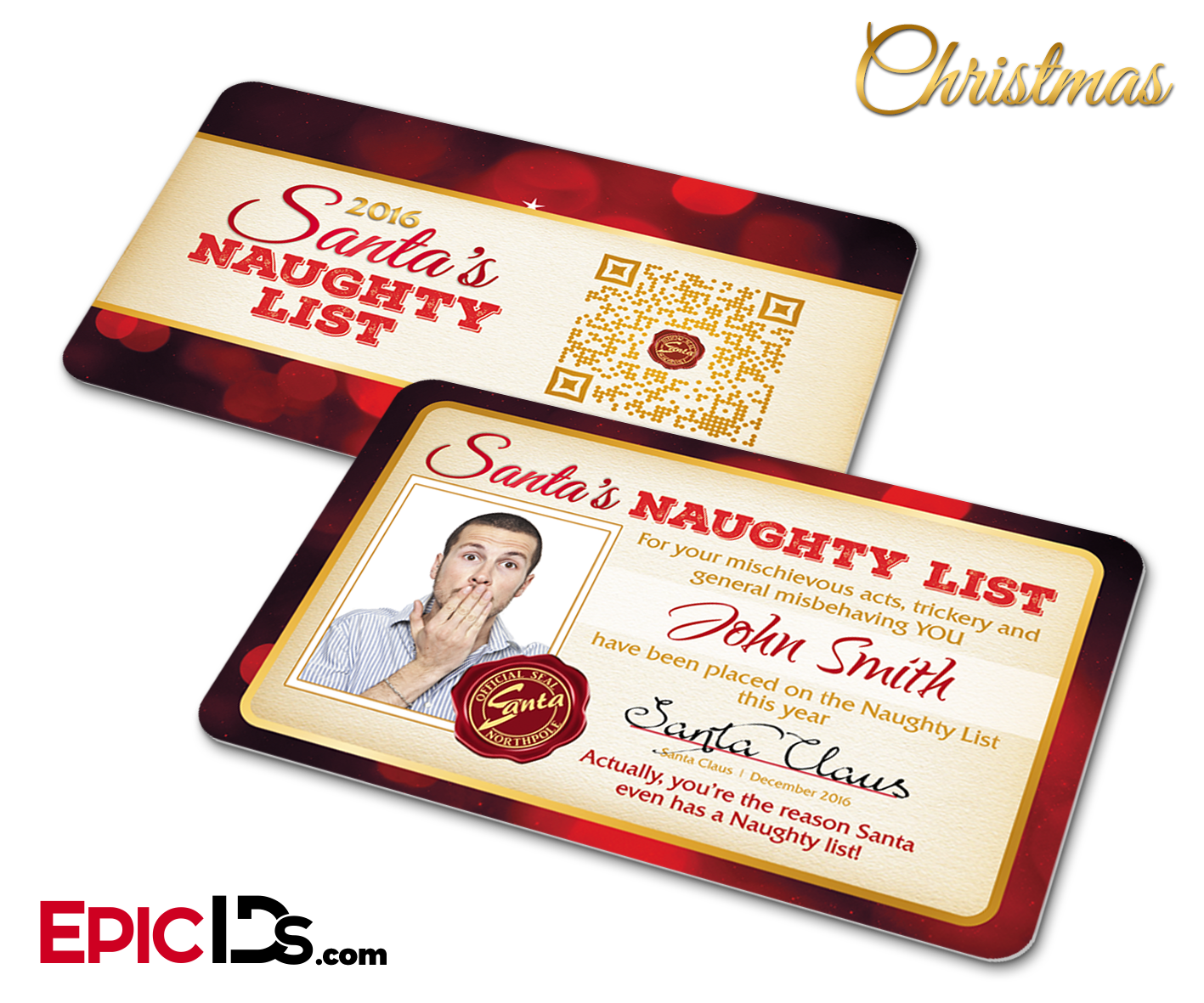 Santa's Naughty List Christmas Card [Photo Personalized] - Epic IDs