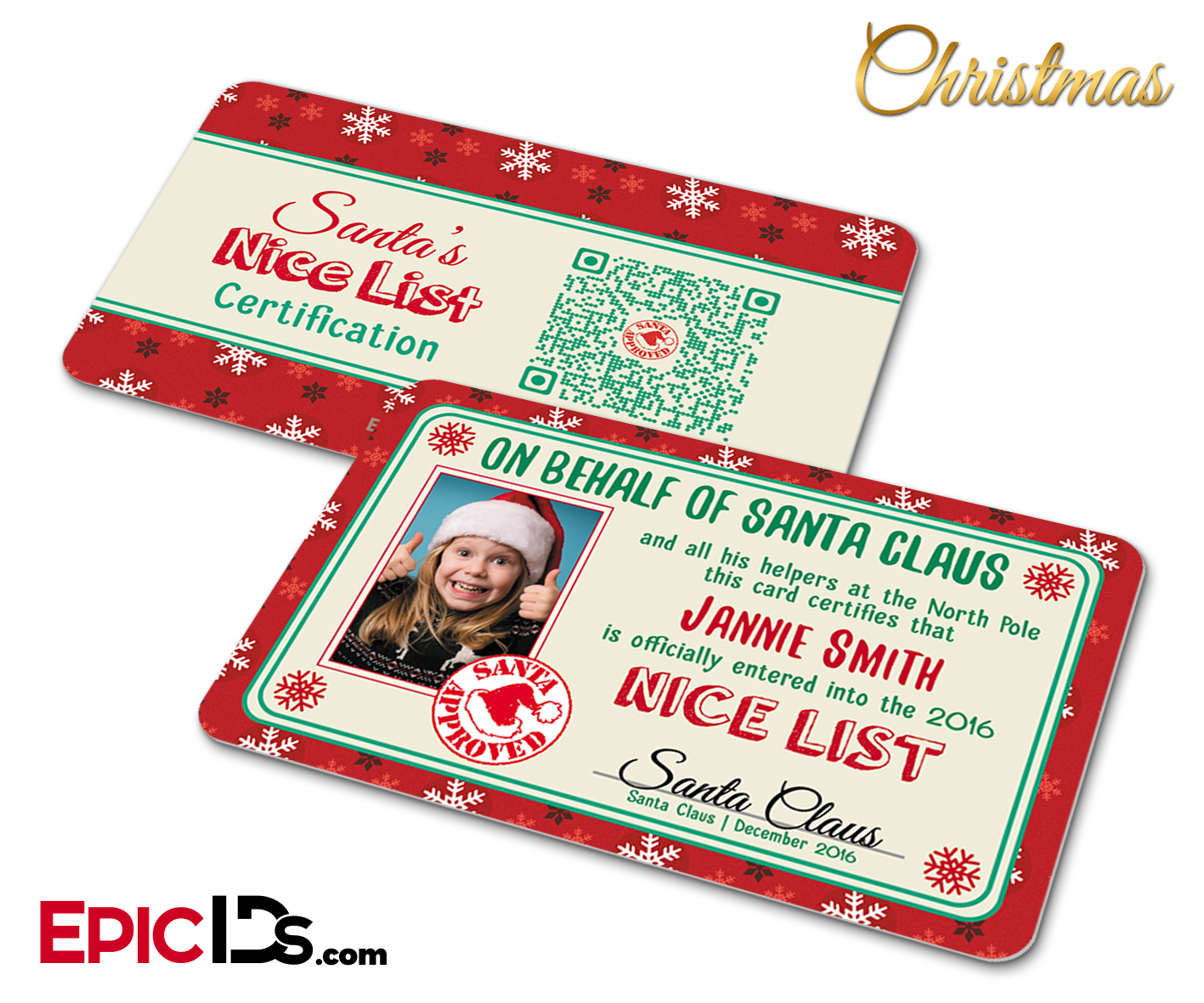 Santa's Nice List Christmas Card [Photo Personalized] - Epic IDs