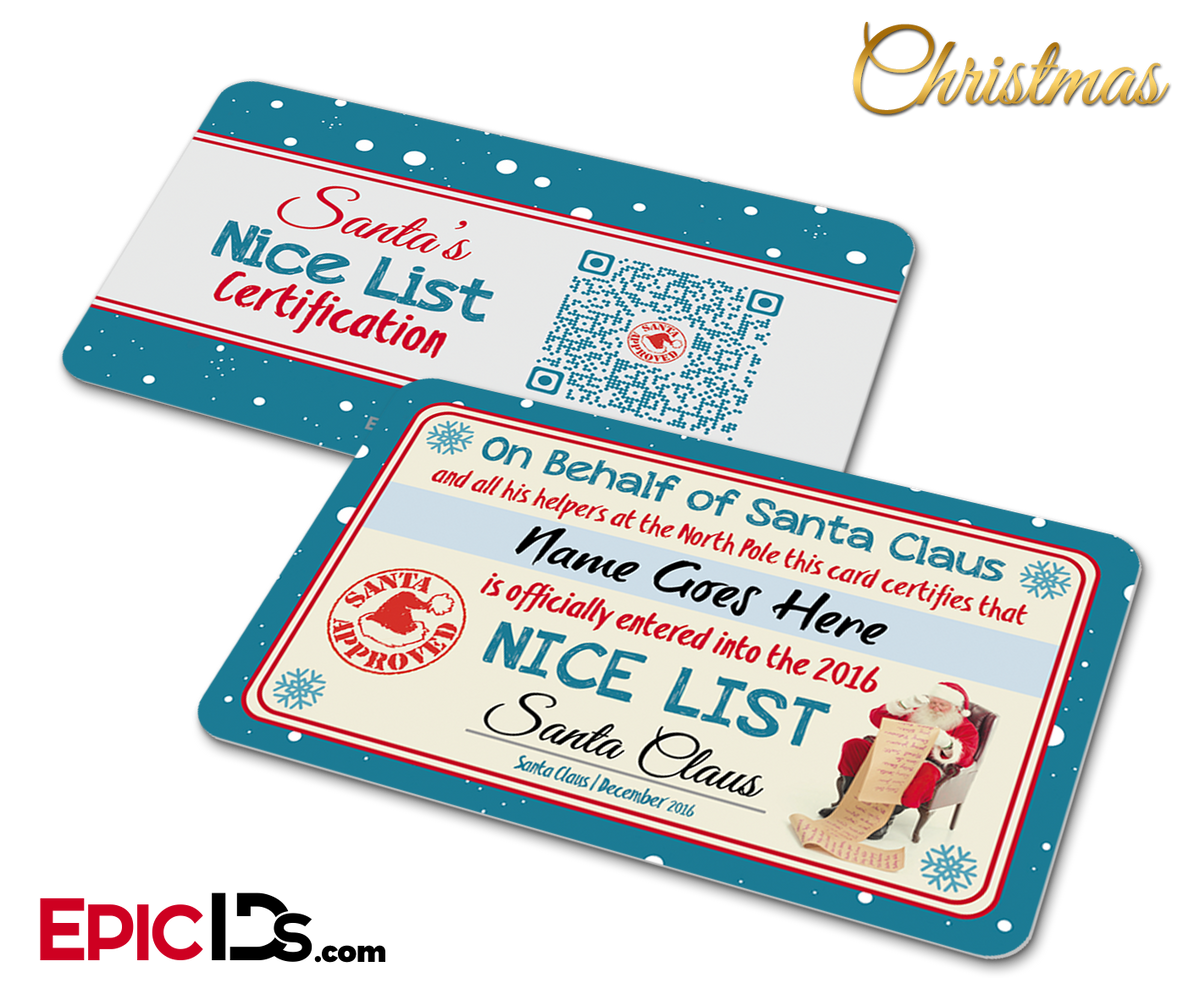 Santa&#39;s Nice List Name Card Christmas - Epic IDs