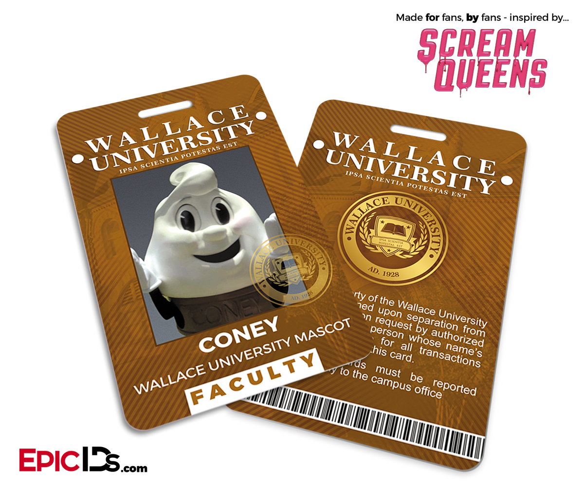Scream Queens Inspired Wallace University Faculty ID - Coney - Epic IDs
