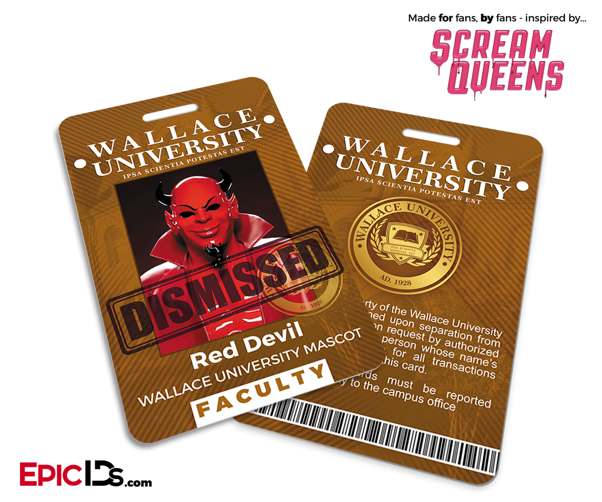 Scream Queens Inspired Wallace University Faculty ID - Red Devil - Epic IDs