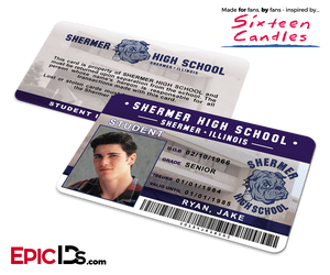 Sixteen Candles Inspired Shermer High School Student ID — Jake Ryan
