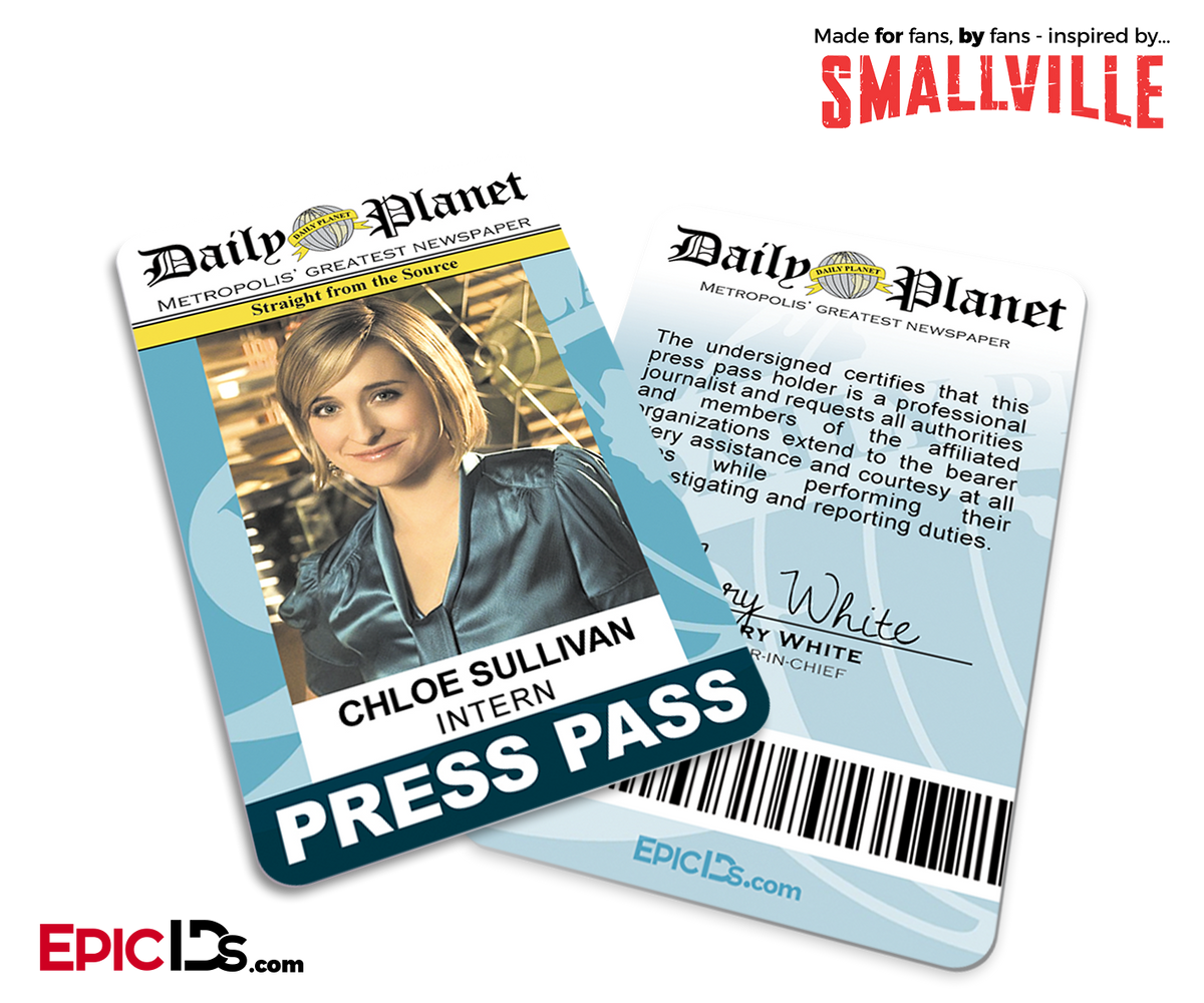 Smallville TV Series Inspired Daily Planet Press Pass - Chloe Sullivan - Epic IDs