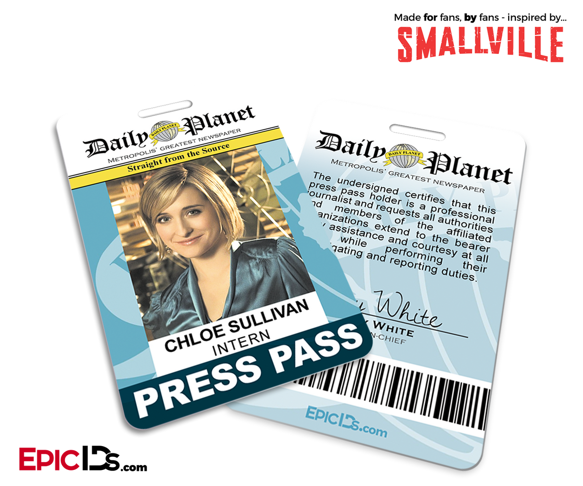 Smallville TV Series Inspired Daily Planet Press Pass - Chloe Sullivan - Epic IDs