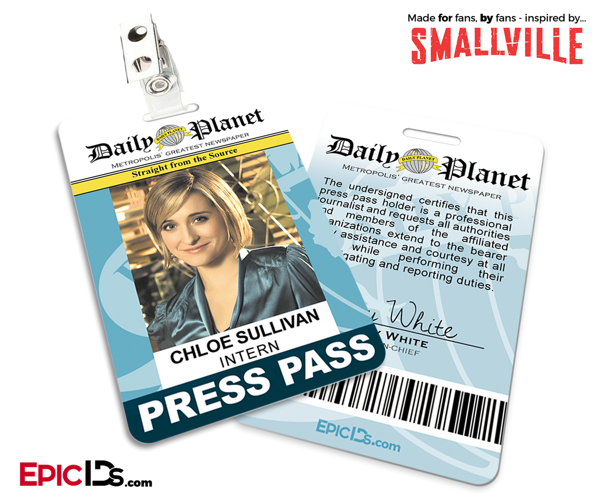 Smallville TV Series Inspired Daily Planet Press Pass - Chloe Sullivan - Epic IDs