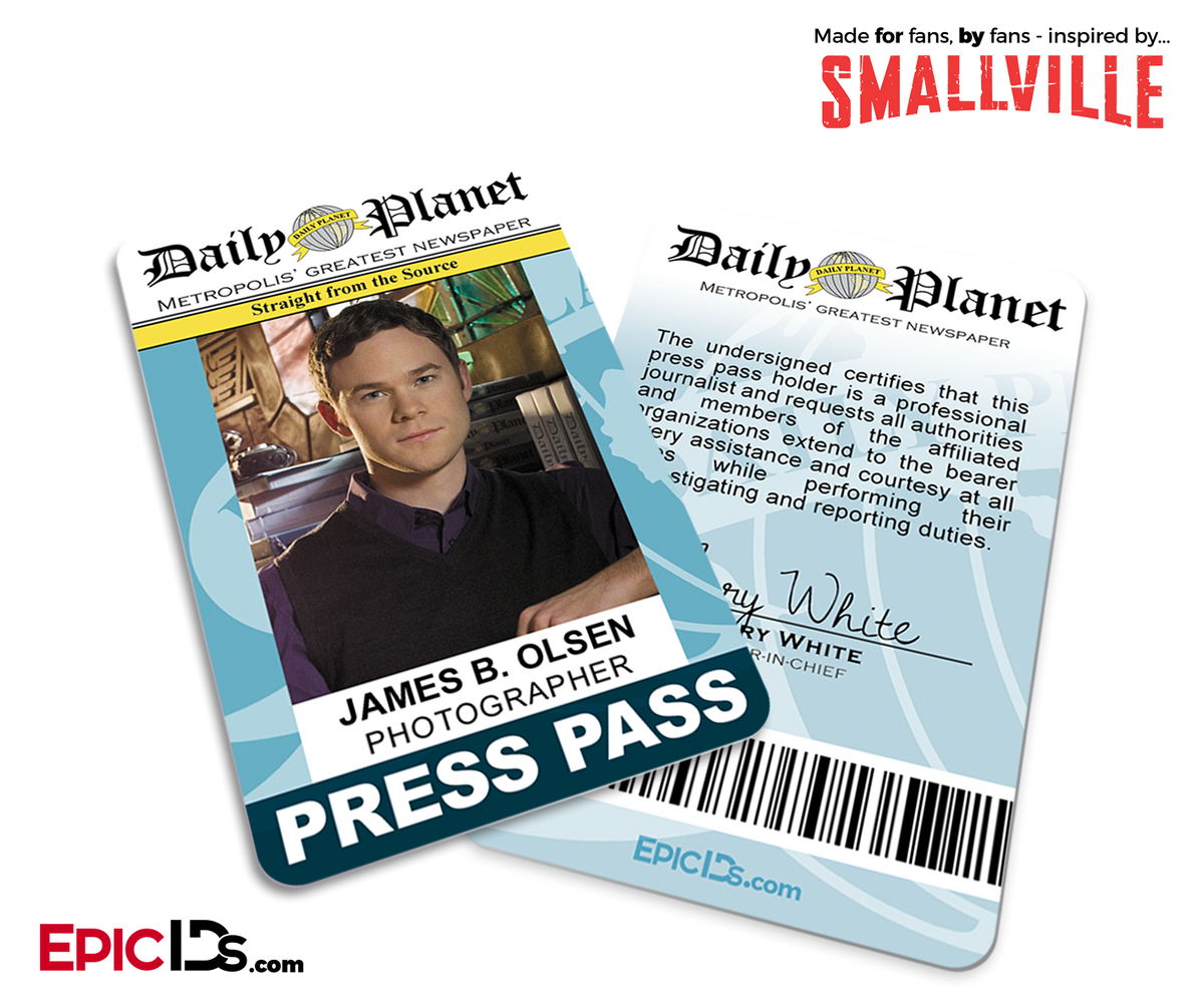 Smallville TV Series Inspired Daily Planet Press Pass - James (Jimmy) Olsen - Epic IDs
