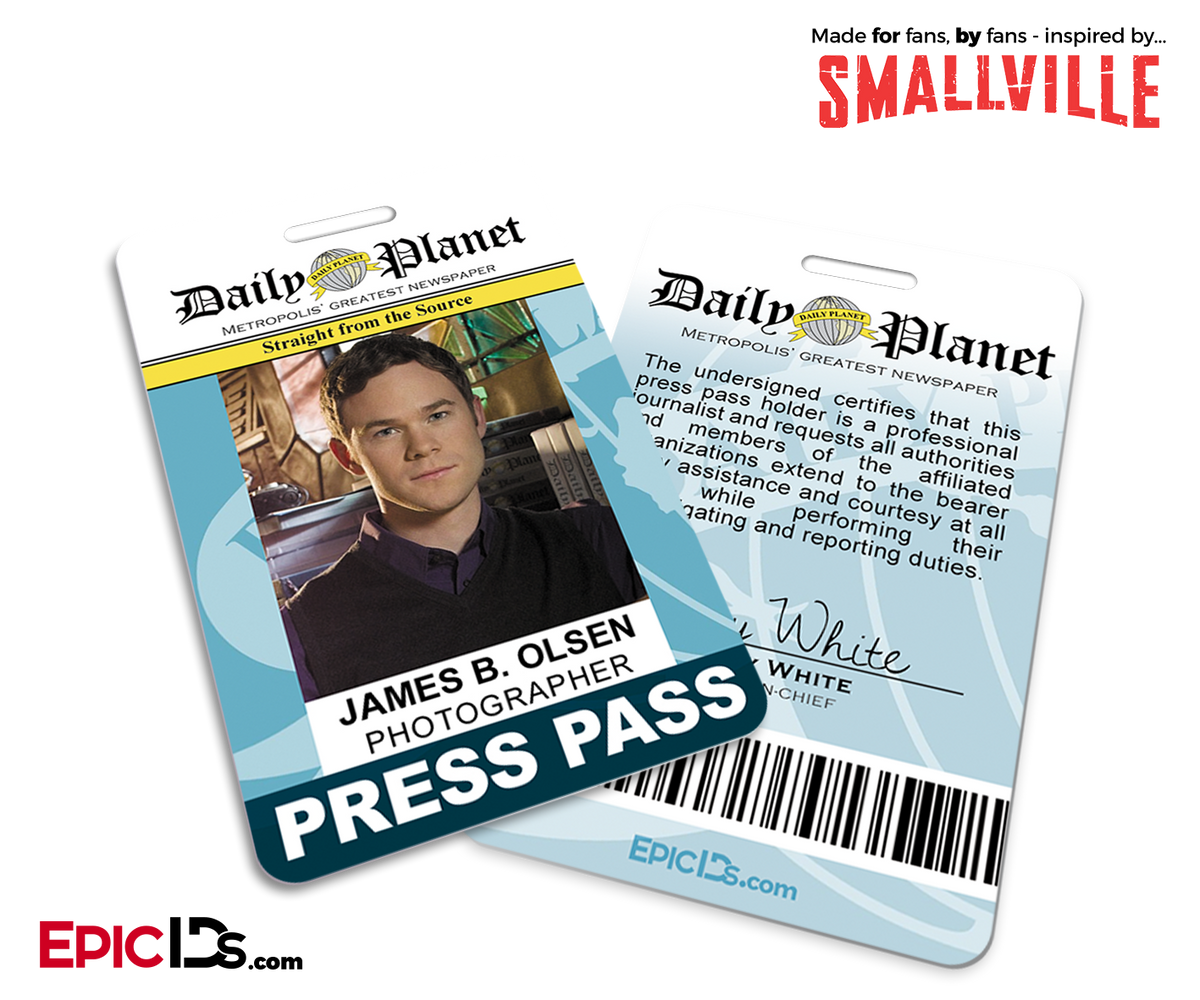 Smallville TV Series Inspired Daily Planet Press Pass - James (Jimmy) Olsen - Epic IDs